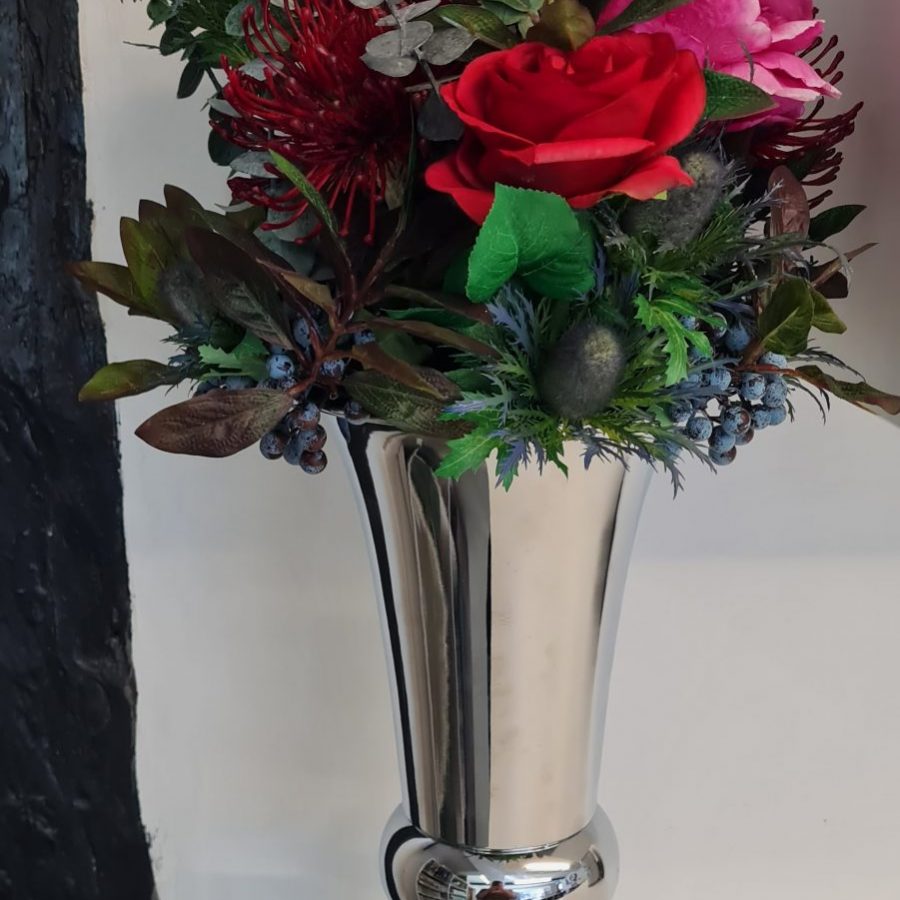 Silk Flower arrangement - Chrome Vase 3