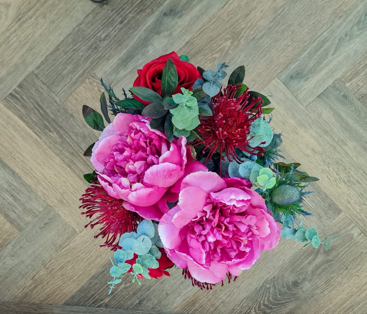 Silk Flower arrangement - Chrome Vase 4